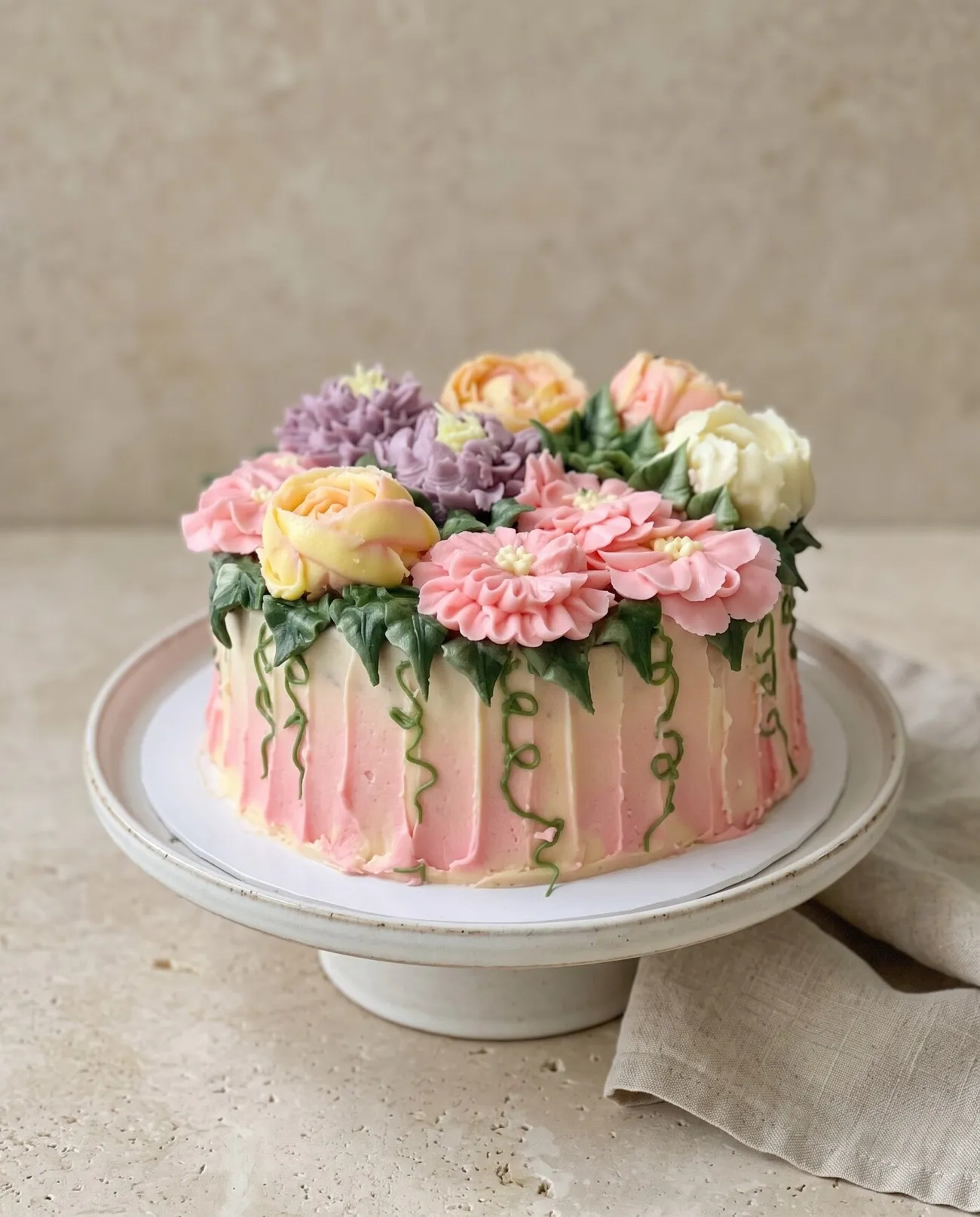 Buttercream Techniques Workshop: A day of buttercream on your own cake: ruffles, rosettes, ombre piping, flowers and a smooth finish.