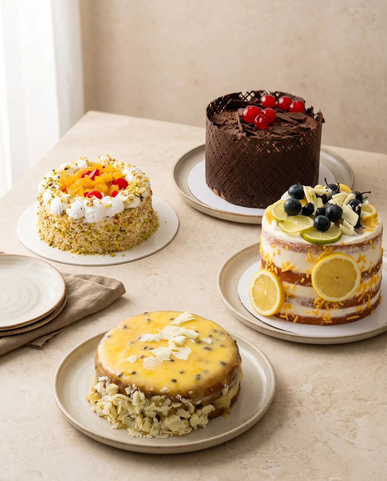 Ultimate Gateaux Workshop: Soft, moist sponge, assembled and decorated as four different gateaux.