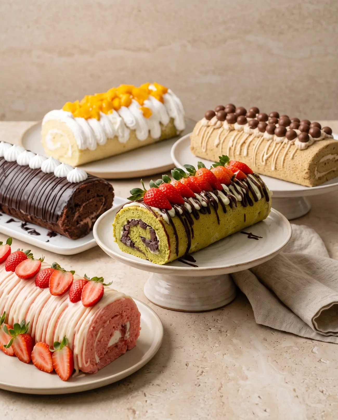 Japanese Roll Cake Workshop: A light chiffon roll cake that isn't too sweet, in five flavours.